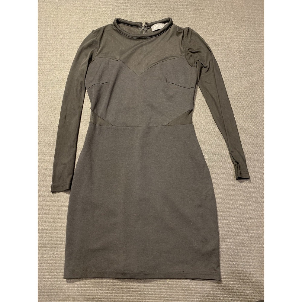 ASTRβ Black Bodycon Long Sleeve Mesh Cutout Dress Size Medium